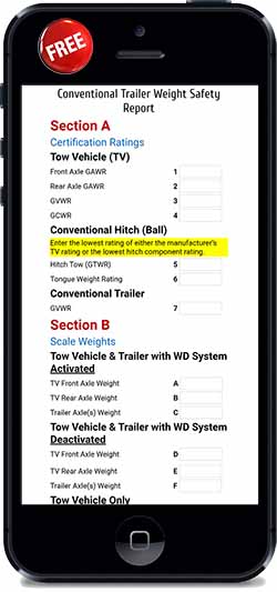 Conventional Trailer Weight Safety Report Calculator
